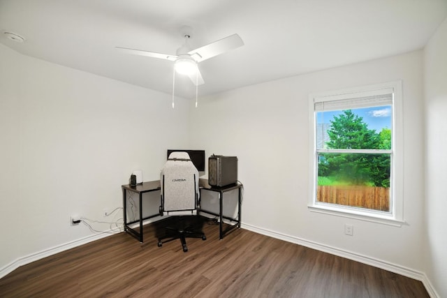 3801 Poppy Hills Cv, Round Rock, TX 78664 - office area featuring wood finished floors and a ceiling fan