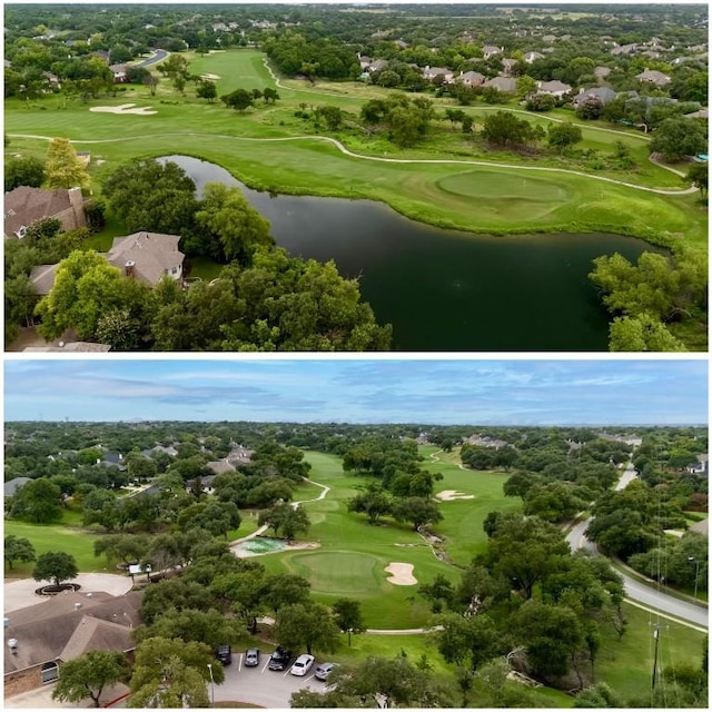 3801 Poppy Hills Cv, Round Rock, TX 78664 - aerial view of residential area with a nearby body of water and a golf club
