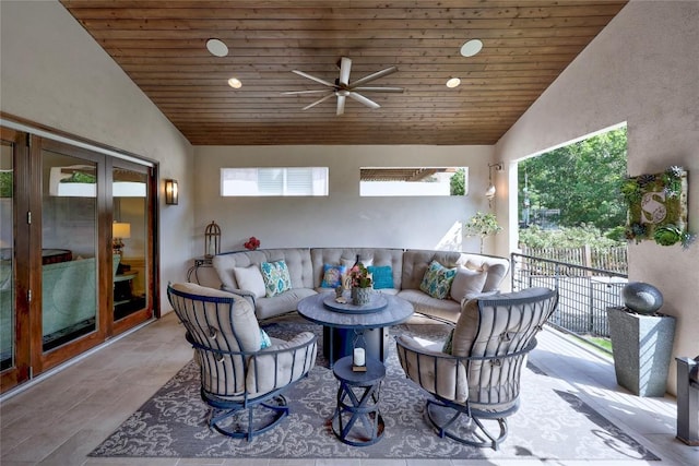 3973 River Place Blvd, Austin, TX 78730 - view of patio / terrace with a ceiling fan, an outdoor living space, and french doors