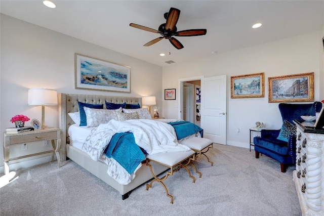 3973 River Place Blvd, Austin, TX 78730 - bedroom with carpet, recessed lighting, and a ceiling fan