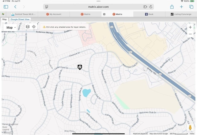 9107 Cedar Crest Dr, Austin, TX 78750 - map of property with streets / nearby areas