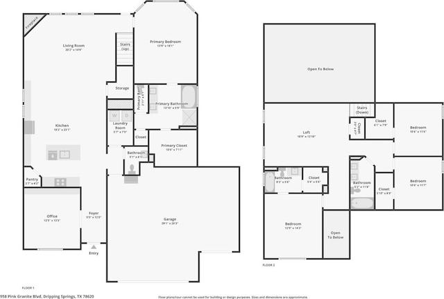 958 Pink Granite Blvd, Dripping Springs, TX 78620 - view of floor plan / room layout