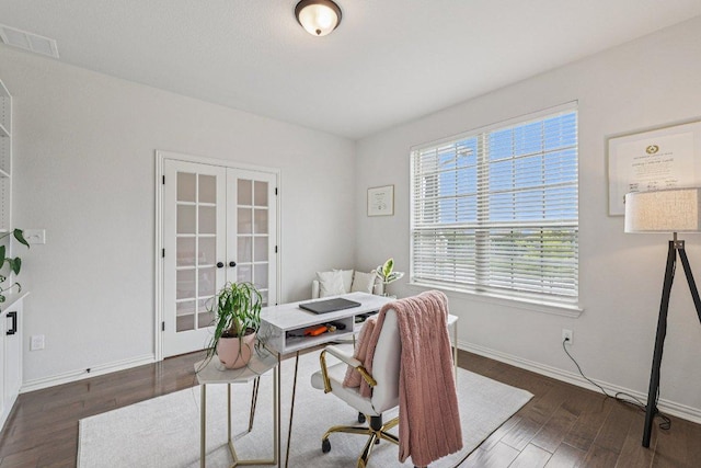 958 Pink Granite Blvd, Dripping Springs, TX 78620 - office area featuring french doors and wood finished floors