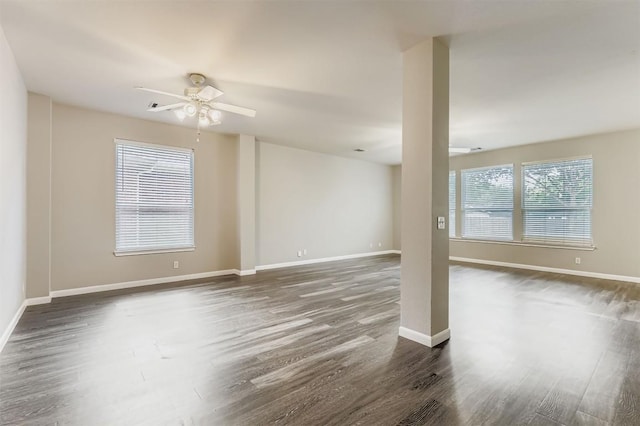 6050 Almelo Dr, Round Rock, TX 78681 - empty room featuring dark wood-style flooring and ceiling fan