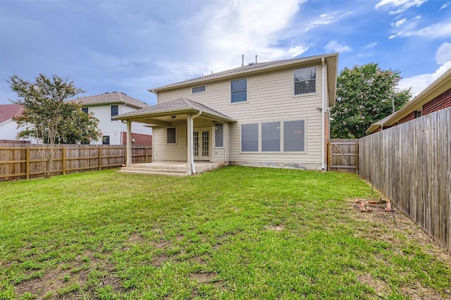 6050 Almelo Dr, Round Rock, TX 78681 - back of property with a patio, french doors, and a fenced backyard