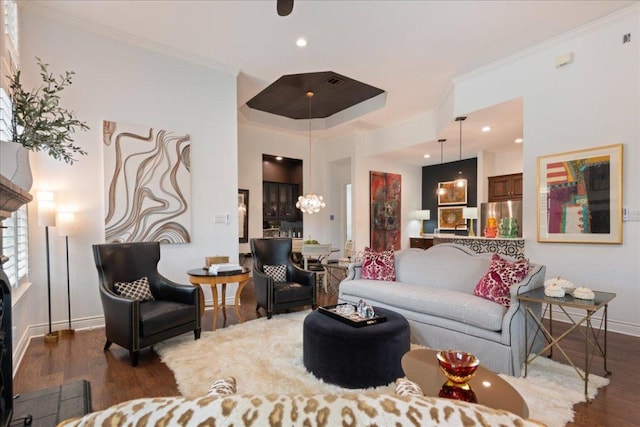 205 Versilia Cir, Lakeway, TX 78734 - living room with wood finished floors, ornamental molding, and recessed lighting