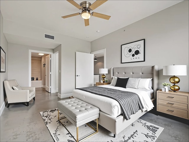 3016 Guadalupe St Unit 211, Austin, TX 78705 - bedroom with concrete flooring and a ceiling fan