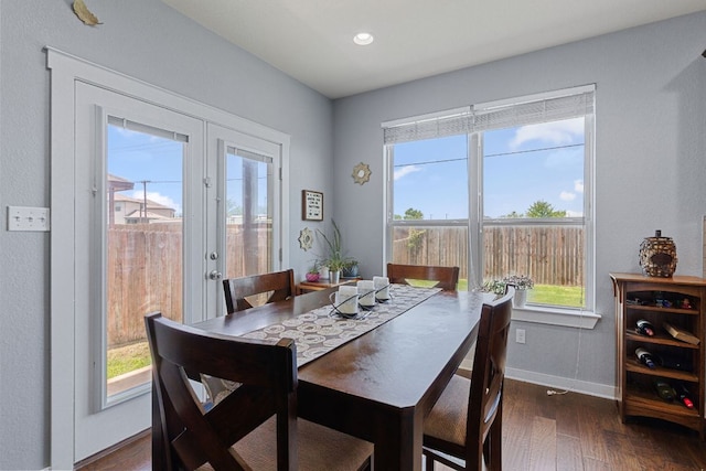 16216 Travesia Way, Austin, TX 78728 - dining room featuring dark wood finished floors, french doors, and recessed lighting