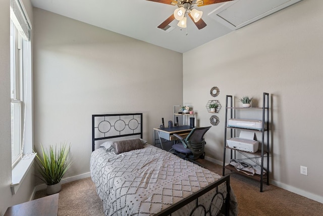 16216 Travesia Way, Austin, TX 78728 - bedroom with carpet floors, attic access, ceiling fan, and vaulted ceiling