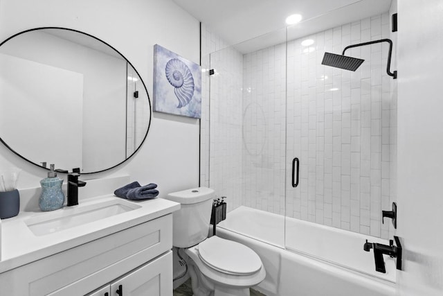 3520 Highland View Dr, Austin, TX 78731 - bathroom with vanity, combined bath / shower with glass door, and recessed lighting
