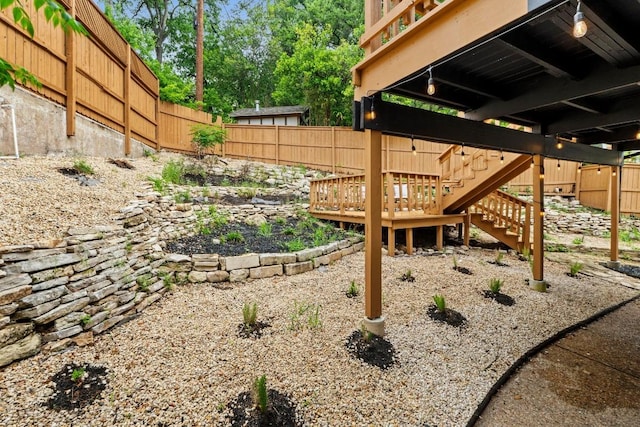 3520 Highland View Dr, Austin, TX 78731 - view of yard with stairs and a wooden deck