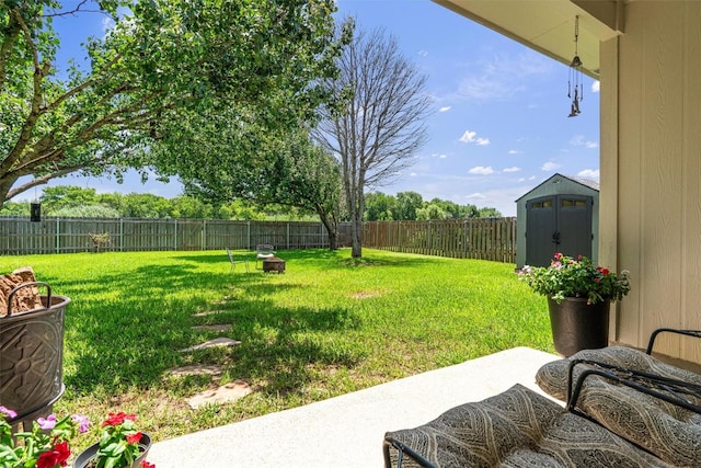 208 Meadowside Dr, Hutto, TX 78634 - fenced backyard with a storage shed