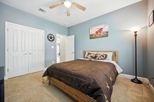 1208 Pine Forest Cir, Round Rock, TX 78665 - bedroom with carpet flooring, a closet, and ceiling fan