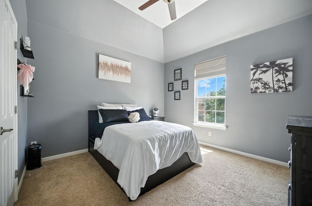 1208 Pine Forest Cir, Round Rock, TX 78665 - bedroom with carpet flooring, ceiling fan, and vaulted ceiling