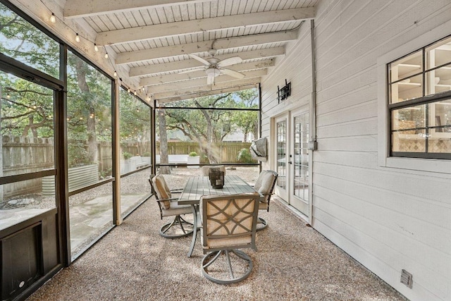 7204 Guava Cv, Austin, TX 78750 - sunroom / solarium with french doors, a ceiling fan, and outdoor dining area