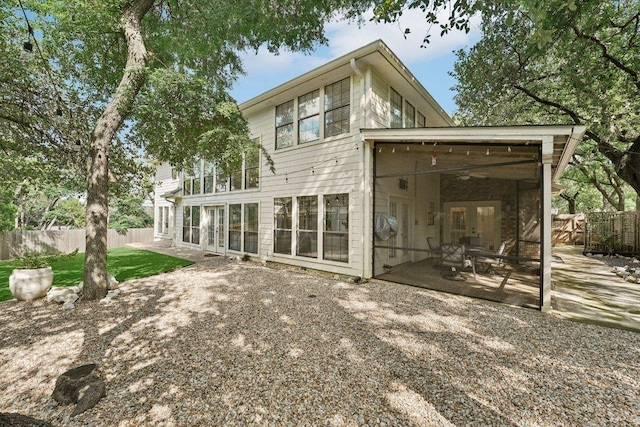 7204 Guava Cv, Austin, TX 78750 - back of house featuring a patio, a fenced backyard, and ceiling fan