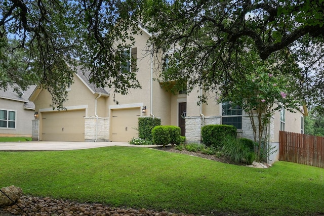 30872 Schlather Ln, Bulverde, TX 78163 - view of property hidden behind natural elements with stucco siding, driveway, and stone siding