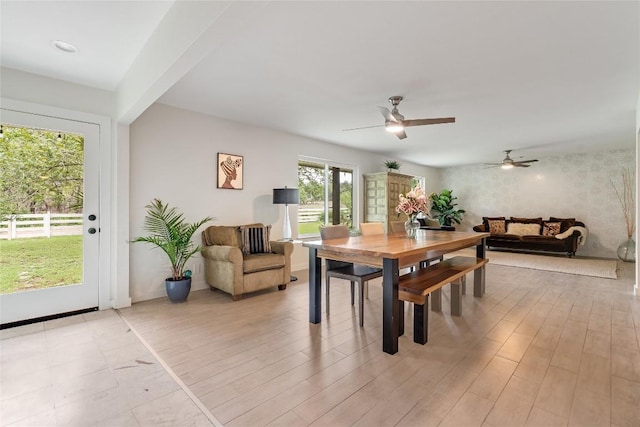 10133 Oliver Dr, Austin, TX 78737 - dining room featuring a ceiling fan and light wood-style flooring