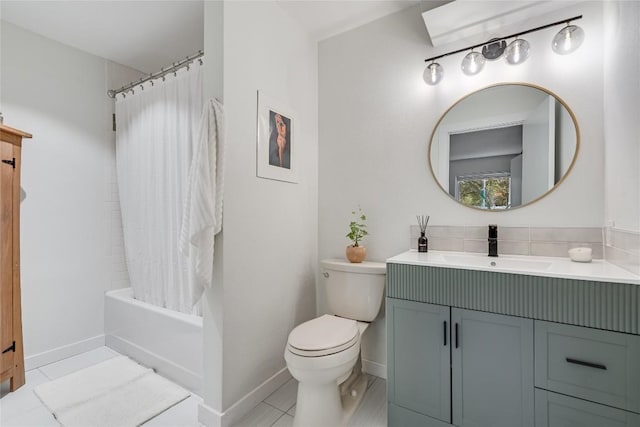 10133 Oliver Dr, Austin, TX 78737 - bathroom with vanity, shower / tub combo, and tile patterned floors