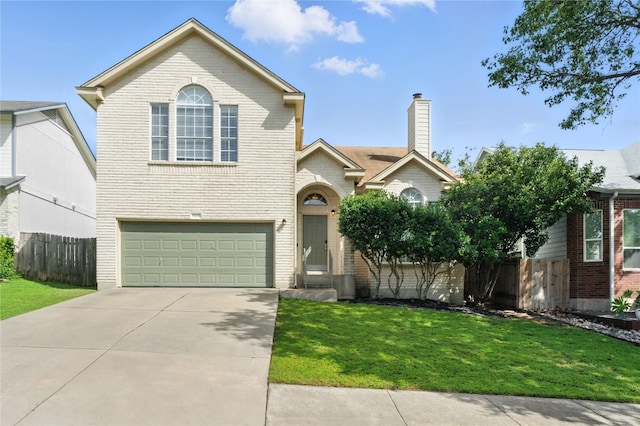 12007 Sky W Dr, Austin, TX 78758 - traditional-style house with concrete driveway, a garage, and brick siding