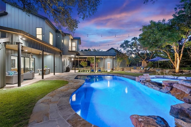 11420 Rim Rock Trl, Austin, TX 78737 - view of pool with a patio, outdoor lounge area, and a pool with connected hot tub