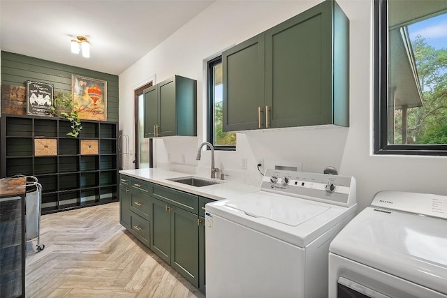 11420 Rim Rock Trl, Austin, TX 78737 - washroom with cabinet space and washing machine and dryer