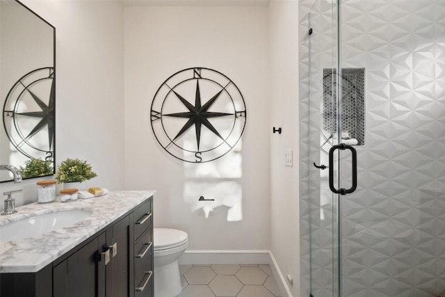 11420 Rim Rock Trl, Austin, TX 78737 - bathroom featuring vanity, a shower stall, and tile patterned floors
