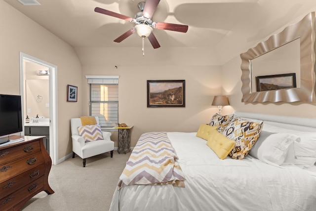 12417 Mediterra Pl, Austin, TX 78732 - bedroom featuring carpet, ensuite bathroom, and a ceiling fan