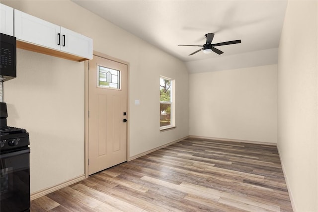 417 S Blanco St, Lockhart, TX 78644 - foyer featuring a ceiling fan and light wood finished floors