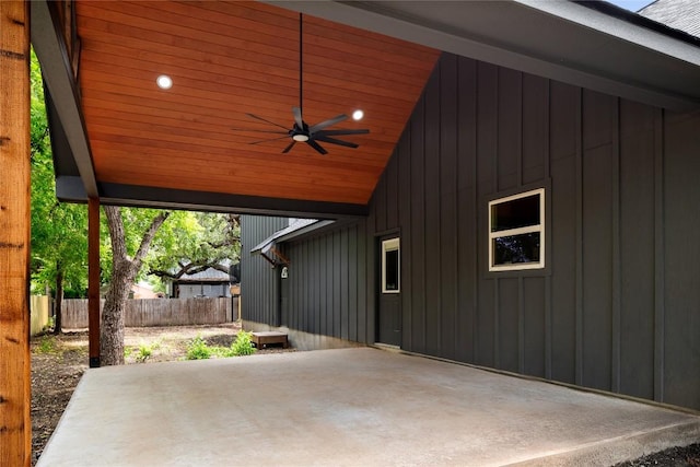 417 S Blanco St, Lockhart, TX 78644 - view of patio featuring a ceiling fan