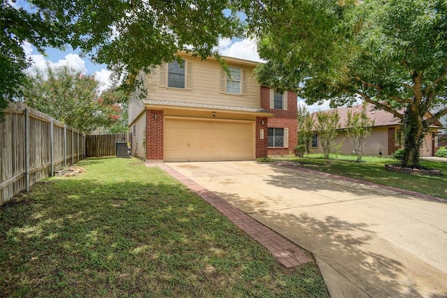 742 Annika Way, Bastrop, TX 78602 - traditional-style home featuring brick siding, an attached garage, and concrete driveway