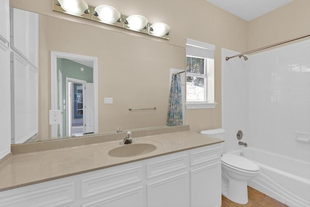 207 Golf Crest Ln, Lakeway, TX 78734 - full bath with vanity, shower / bath combo, and tile patterned floors