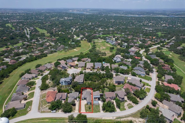 207 Golf Crest Ln, Lakeway, TX 78734 - aerial view of property's location featuring property parcel outlined and nearby suburban area