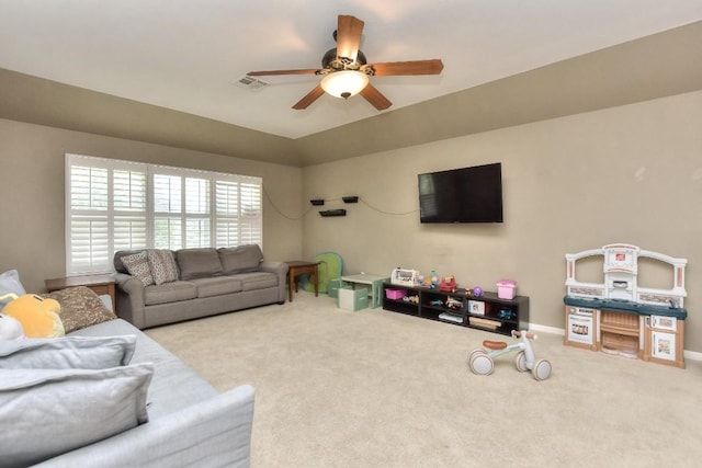 1108 Ritter Dr, Cedar Park, TX 78613 - living room featuring carpet floors and a ceiling fan