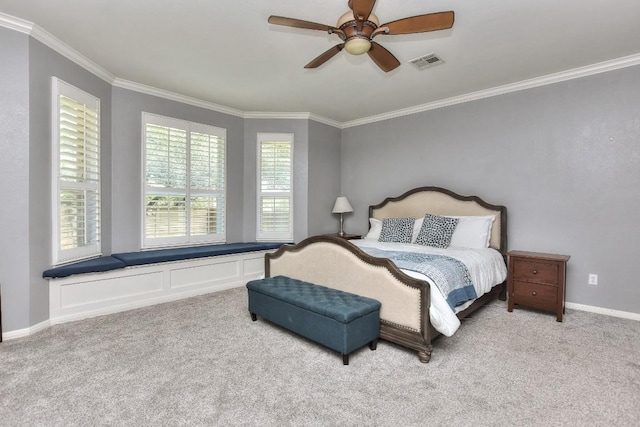 1108 Ritter Dr, Cedar Park, TX 78613 - bedroom featuring carpet floors, ornamental molding, and a ceiling fan