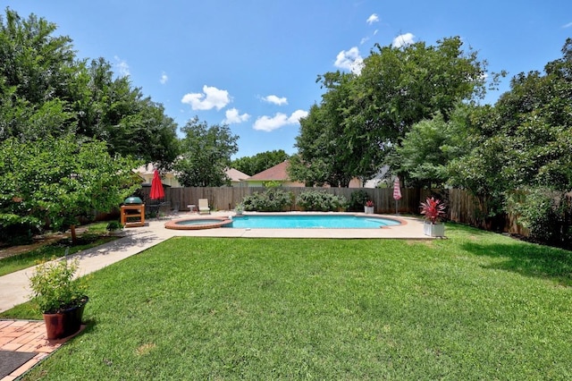 7900 Monona Ave, Austin, TX 78717 - view of swimming pool with a fenced backyard and a pool with connected hot tub