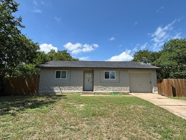 4608 E Village Ct, Austin, TX 78744 - single story home featuring driveway, a garage, entry steps, brick siding, and stone siding