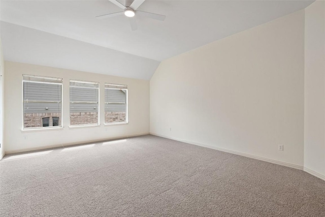 3803 Katie Ln, Cedar Park, TX 78613 - spare room featuring carpet flooring, ceiling fan, and vaulted ceiling