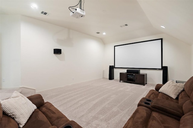 3803 Katie Ln, Cedar Park, TX 78613 - cinema room featuring carpet, vaulted ceiling, and recessed lighting