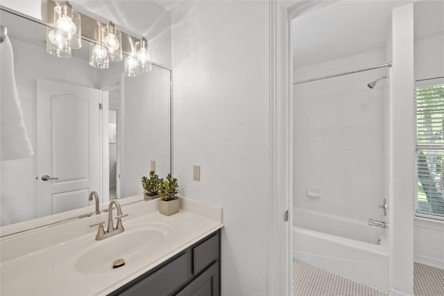 11235 Tracton Ln, Austin, TX 78739 - bathroom featuring vanity, shower / washtub combination, and tile patterned floors