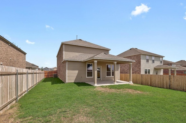 4935 Mozzafiato Ln, Round Rock, TX 78665 - rear view of house featuring a patio area, a fenced backyard, and a shingled roof