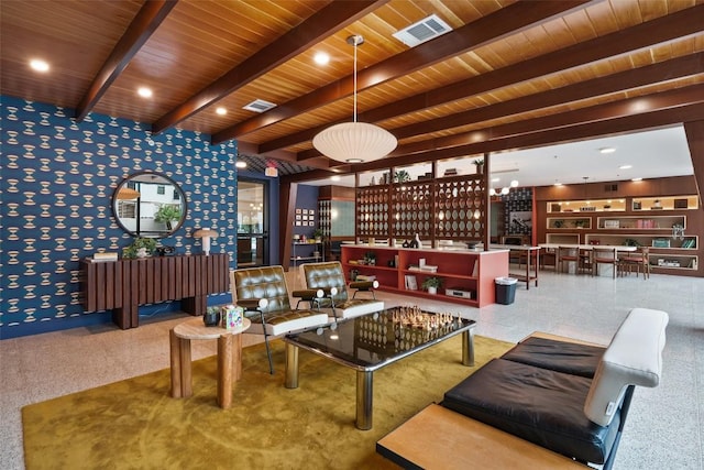 1701 Simond Ave Unit 305, Austin, TX 78723 - common area featuring a wood ceiling with exposed beams