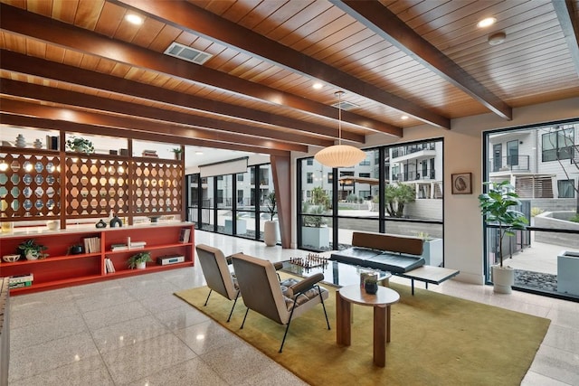 1701 Simond Ave Unit 305, Austin, TX 78723 - lobby featuring a wooden ceiling with exposed beams