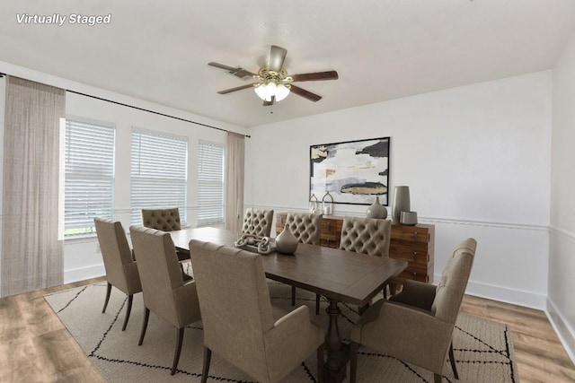 1401 Balsam Way, Round Rock, TX 78665 - dining room with ceiling fan and light wood finished floors