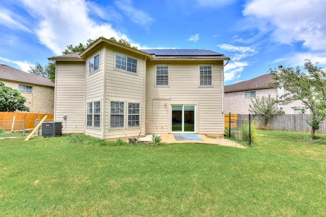 1401 Balsam Way, Round Rock, TX 78665 - back of house featuring solar panels and a fenced backyard