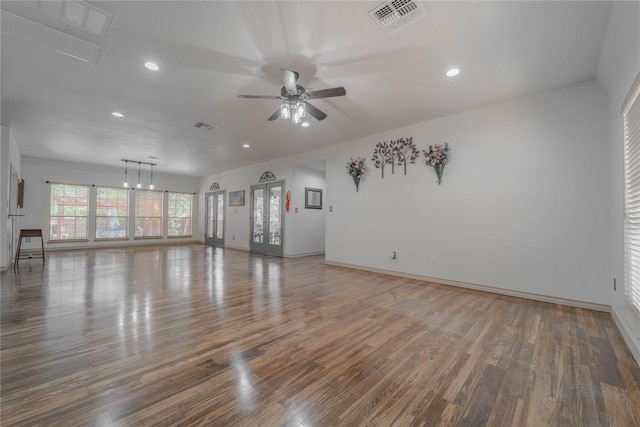 11811 Arabian Trl, Austin, TX 78759 - unfurnished living room featuring wood finished floors, recessed lighting, and ceiling fan