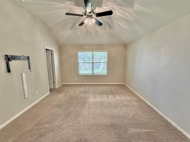 1907 Rutherford Dr, Leander, TX 78641 - carpeted spare room featuring vaulted ceiling and a ceiling fan