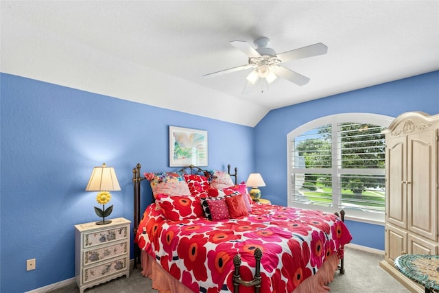 5100 Hadle Cv, Austin, TX 78730 - bedroom with carpet flooring, lofted ceiling, and ceiling fan