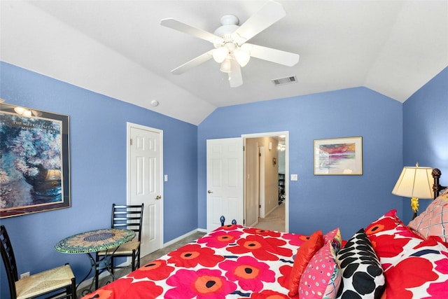 5100 Hadle Cv, Austin, TX 78730 - bedroom featuring lofted ceiling, carpet floors, and a ceiling fan