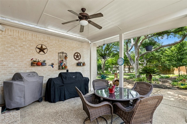 5100 Hadle Cv, Austin, TX 78730 - view of patio / terrace featuring a ceiling fan, outdoor dining space, and area for grilling